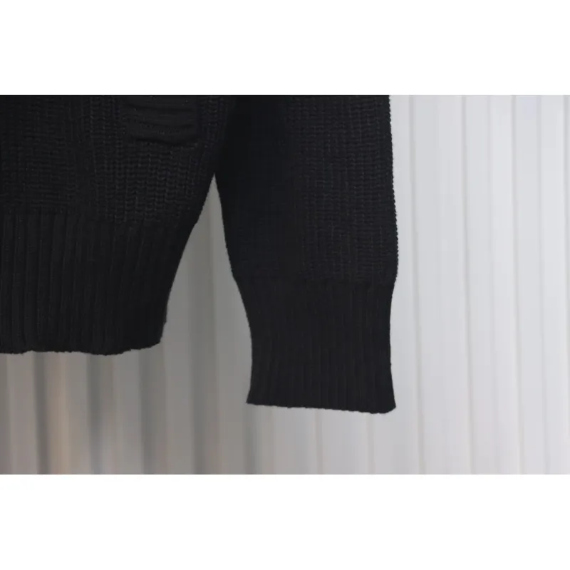 Calvin Klein CK Logo Embroidered Knitted Zip-Up Jacket Black