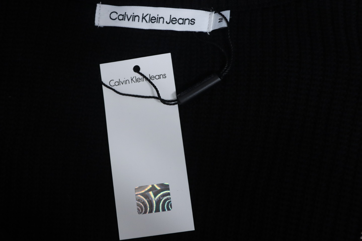 Calvin Klein CK Logo Embroidered Knitted Zip-Up Jacket Black