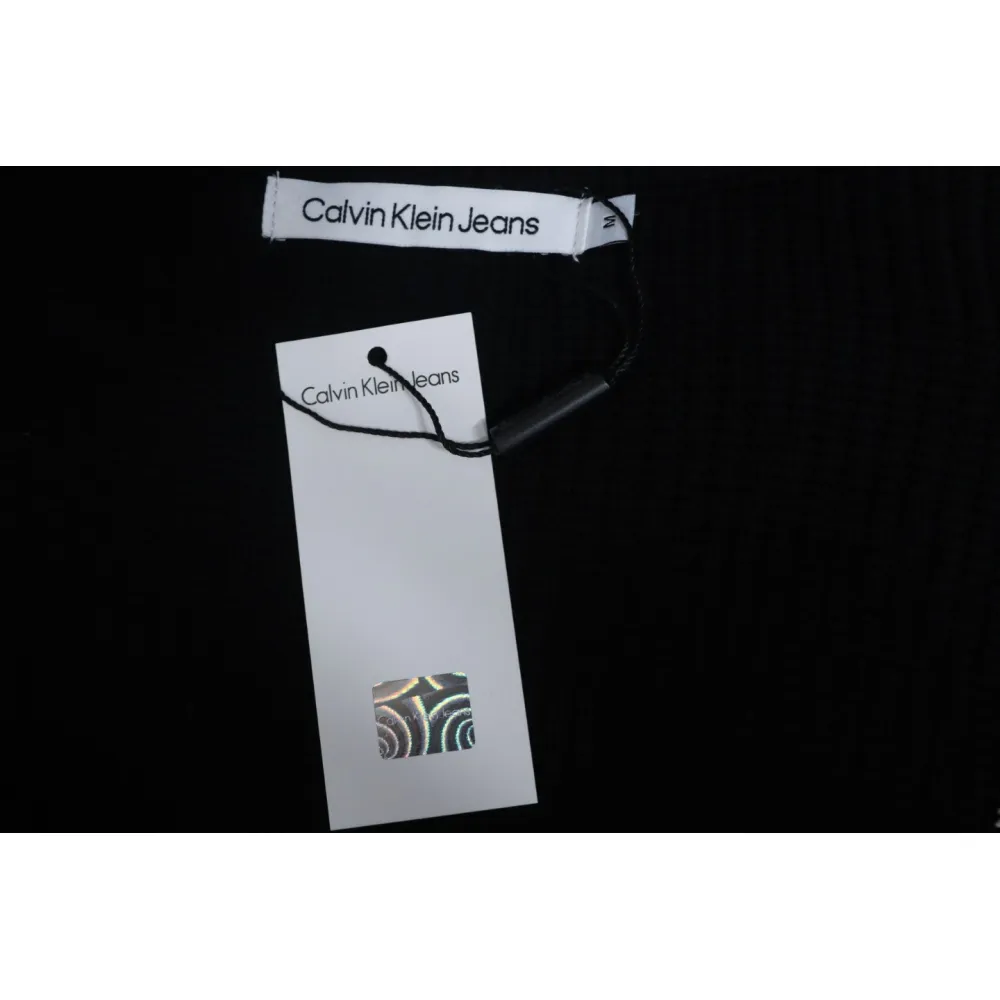 Calvin Klein CK Logo Embroidered Knitted Zip-Up Jacket Black