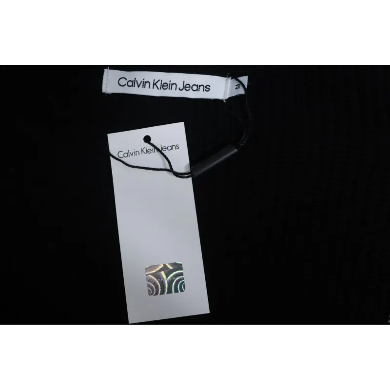 Calvin Klein CK Logo Embroidered Knitted Zip-Up Jacket Black