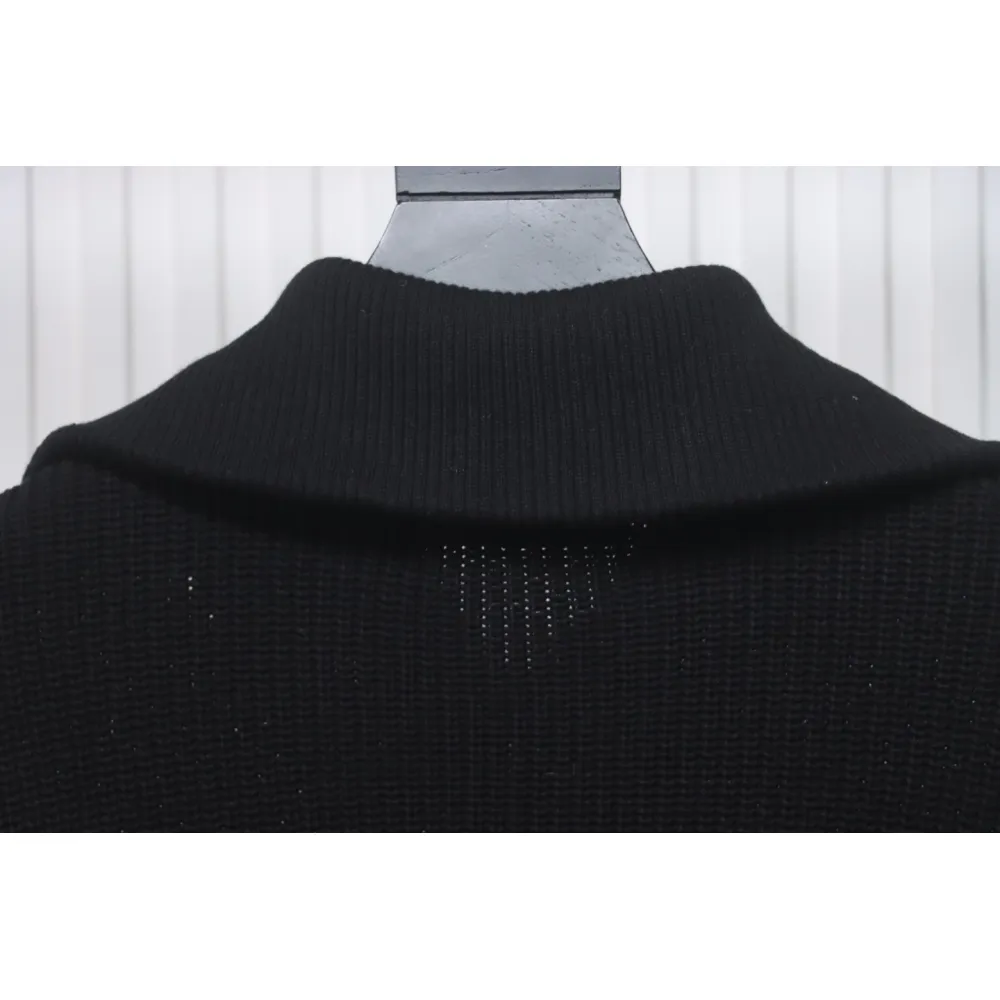 Calvin Klein CK Logo Embroidered Knitted Zip-Up Jacket Black