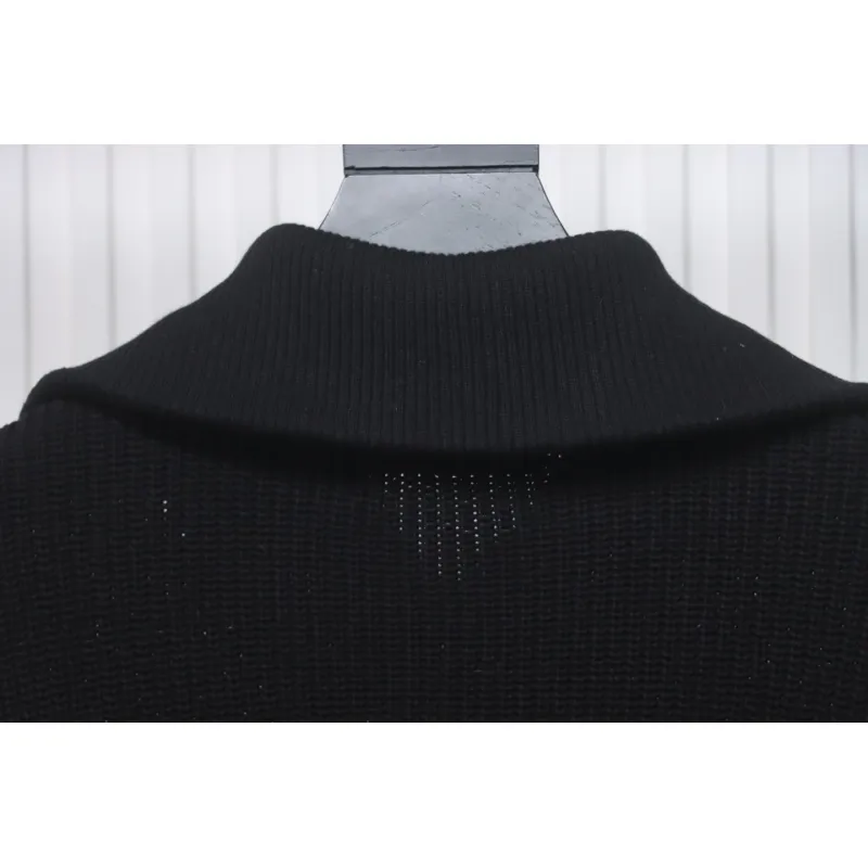 Calvin Klein CK Logo Embroidered Knitted Zip-Up Jacket Black