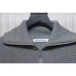 Calvin Klein CK Logo Embroidered Knitted Zip-Up Jacket Grey
