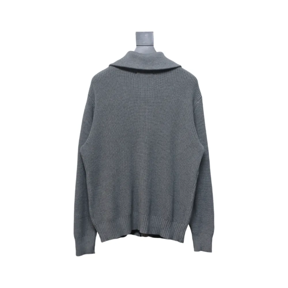 Calvin Klein CK Logo Embroidered Knitted Zip-Up Jacket Grey