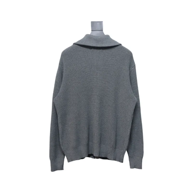 Calvin Klein CK Logo Embroidered Knitted Zip-Up Jacket Grey