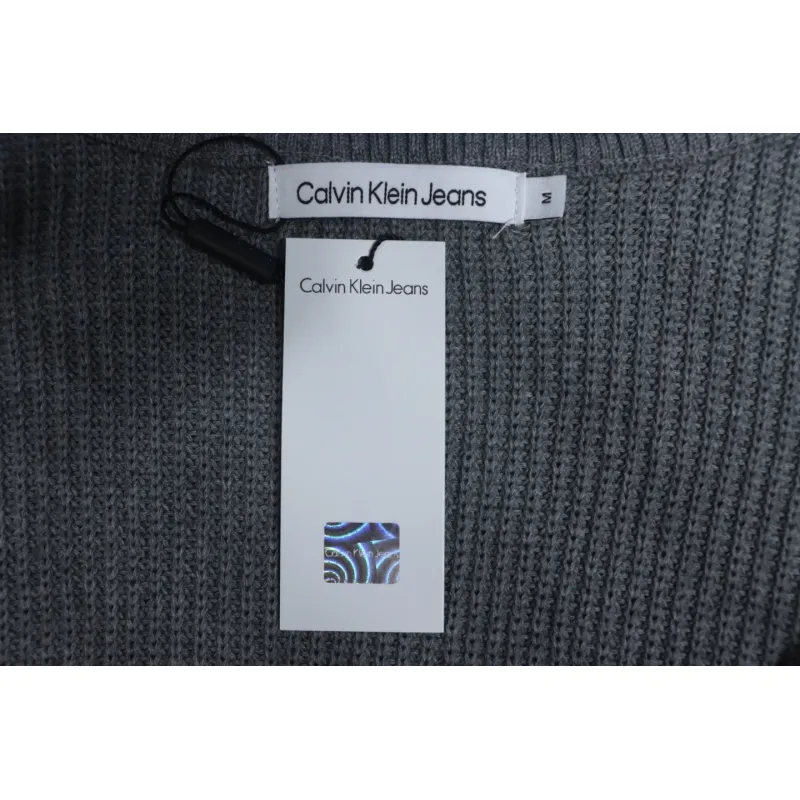 Calvin Klein CK Logo Embroidered Knitted Zip-Up Jacket Grey