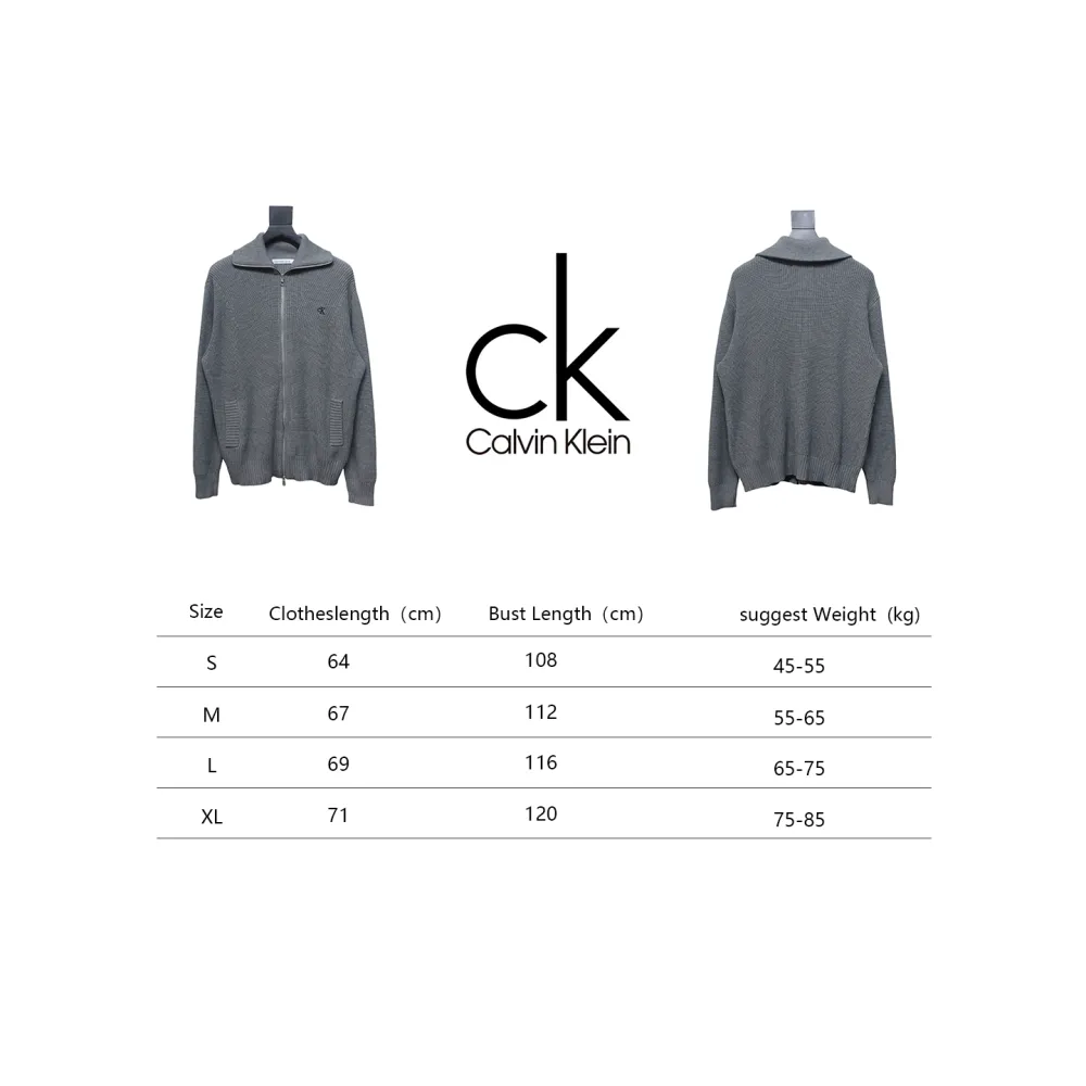 Calvin Klein CK Logo Embroidered Knitted Zip-Up Jacket Grey