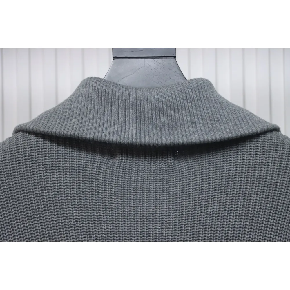 Calvin Klein CK Logo Embroidered Knitted Zip-Up Jacket Grey
