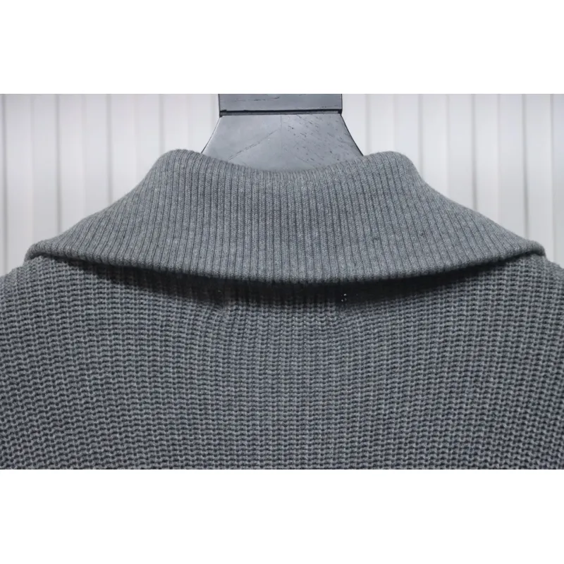 Calvin Klein CK Logo Embroidered Knitted Zip-Up Jacket Grey