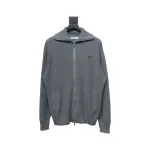 Calvin Klein CK Logo Embroidered Knitted Zip-Up Jacket Grey