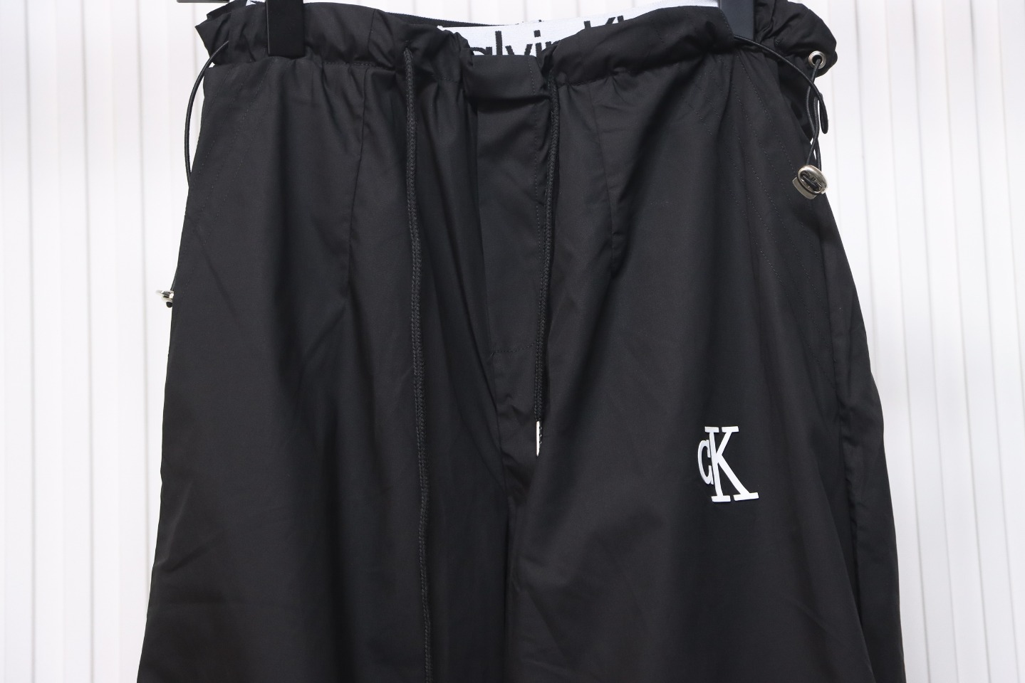 Calvin Klein Double Waist Woven Monogram Trousers Black