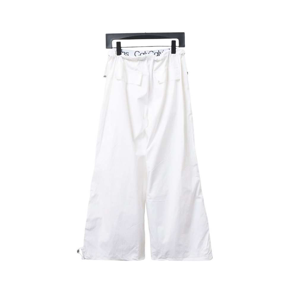 Calvin Klein Double Waist Woven Monogram Trousers White