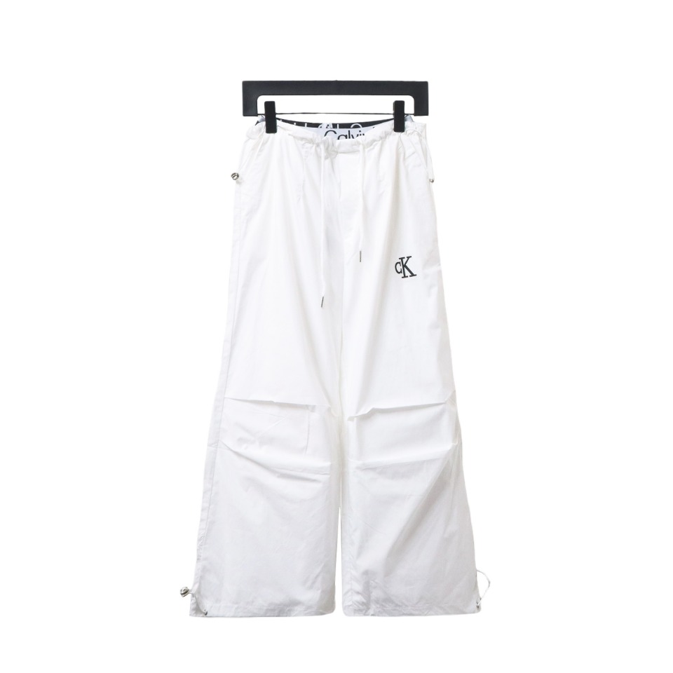 Calvin Klein Double Waist Woven Monogram Trousers White
