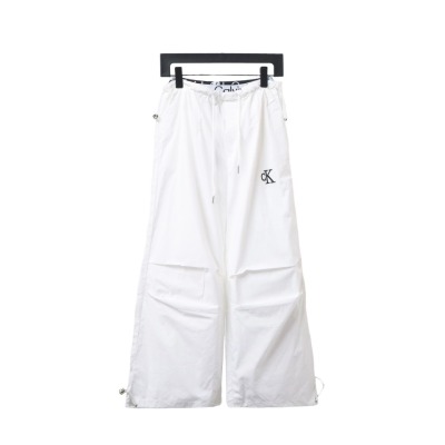 Calvin Klein Double Waist Woven Monogram Trousers White 01