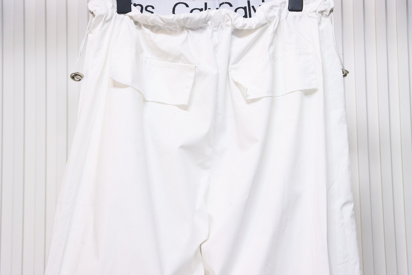 Calvin Klein Double Waist Woven Monogram Trousers White