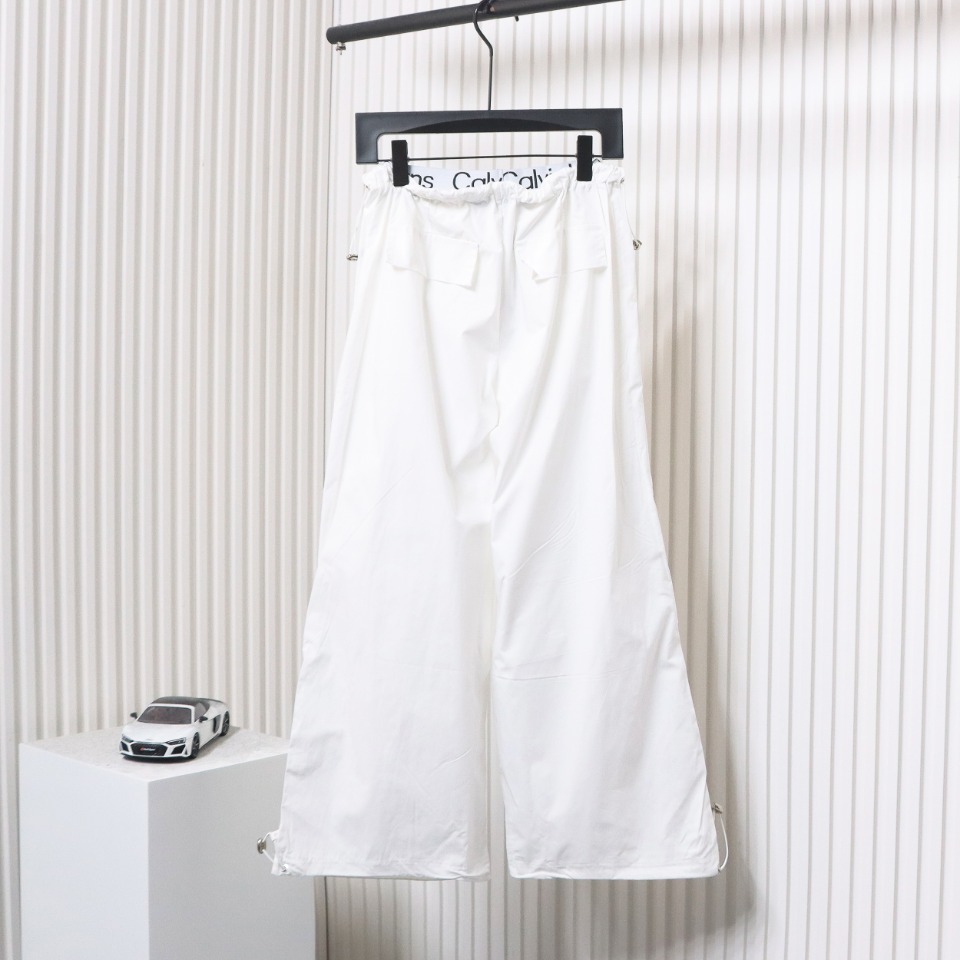 Calvin Klein Double Waist Woven Monogram Trousers White