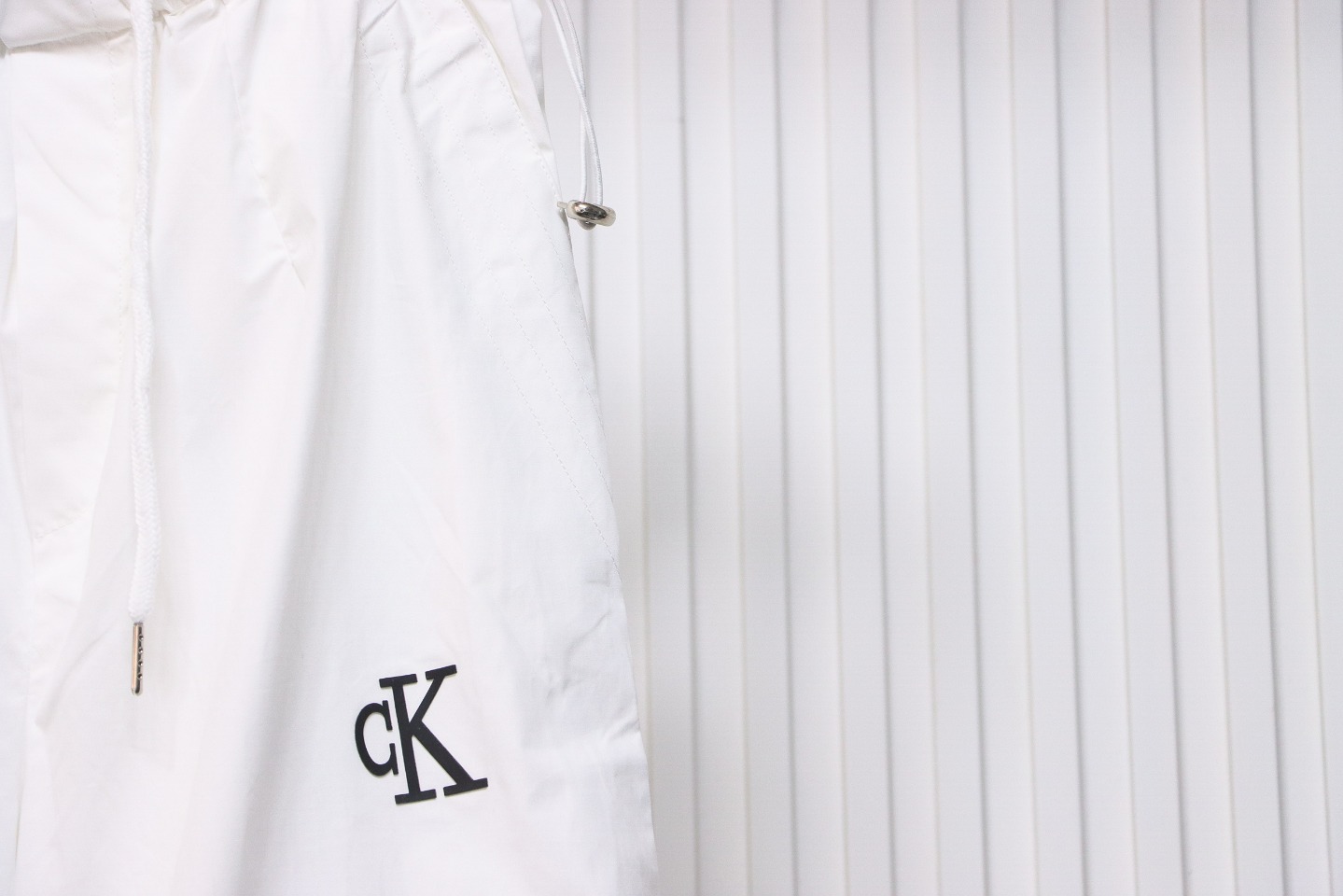 Calvin Klein Double Waist Woven Monogram Trousers White