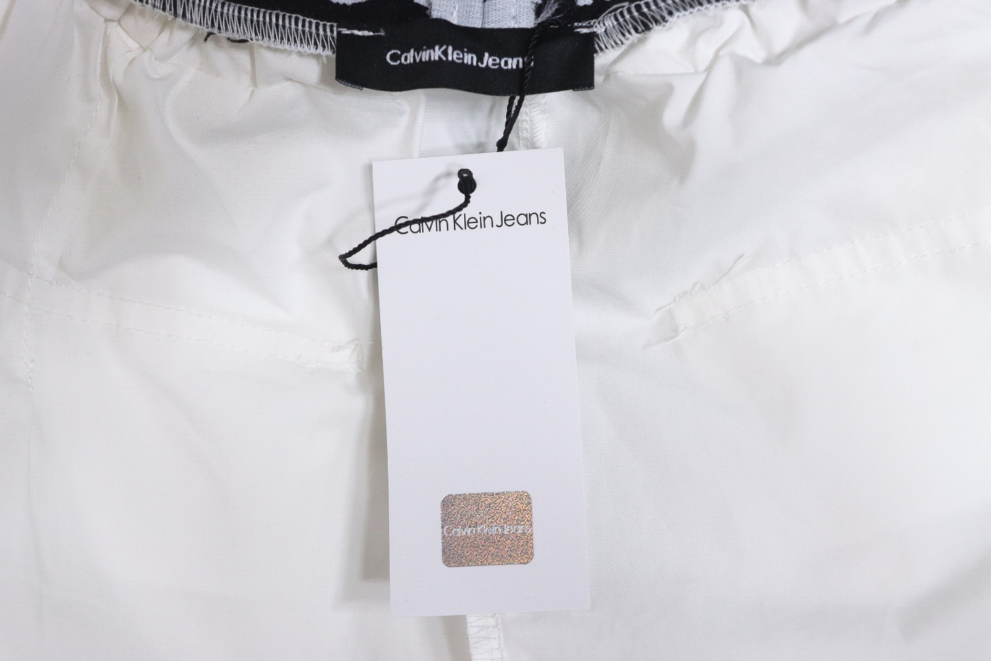 Calvin Klein Double Waist Woven Monogram Trousers White