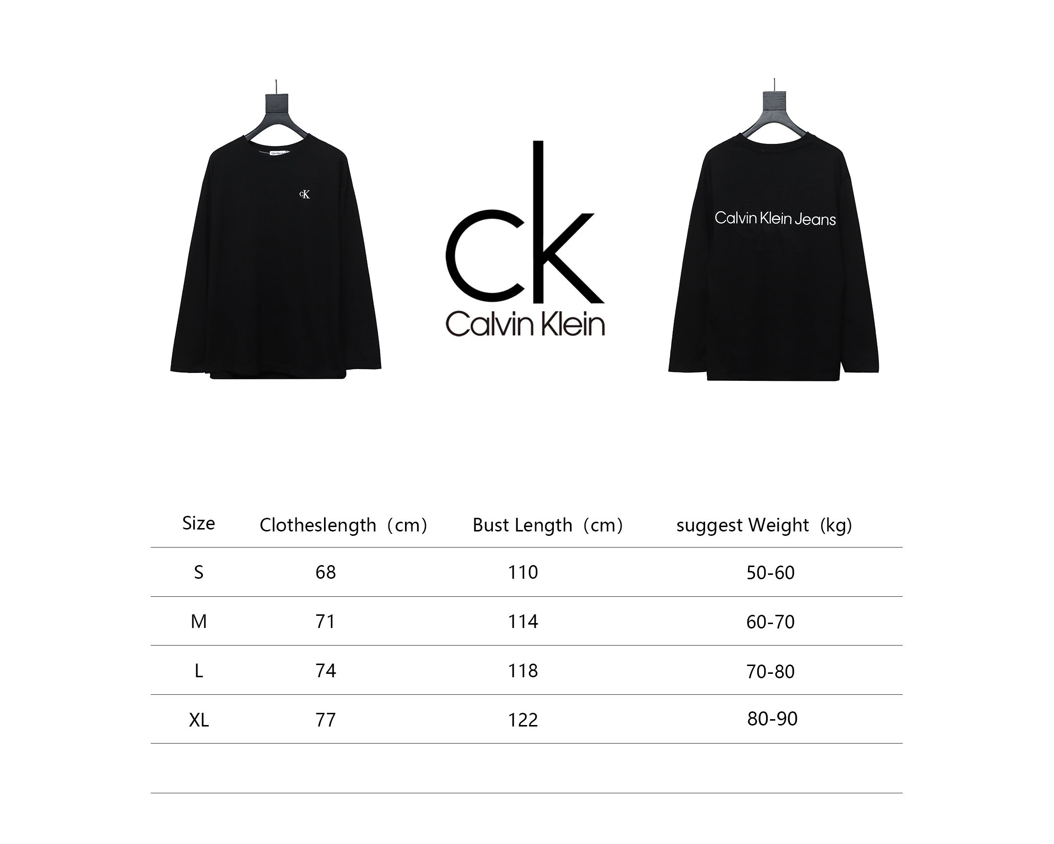 Calvin Klein Small Logo Basic Round Neck Long Sleeve Black