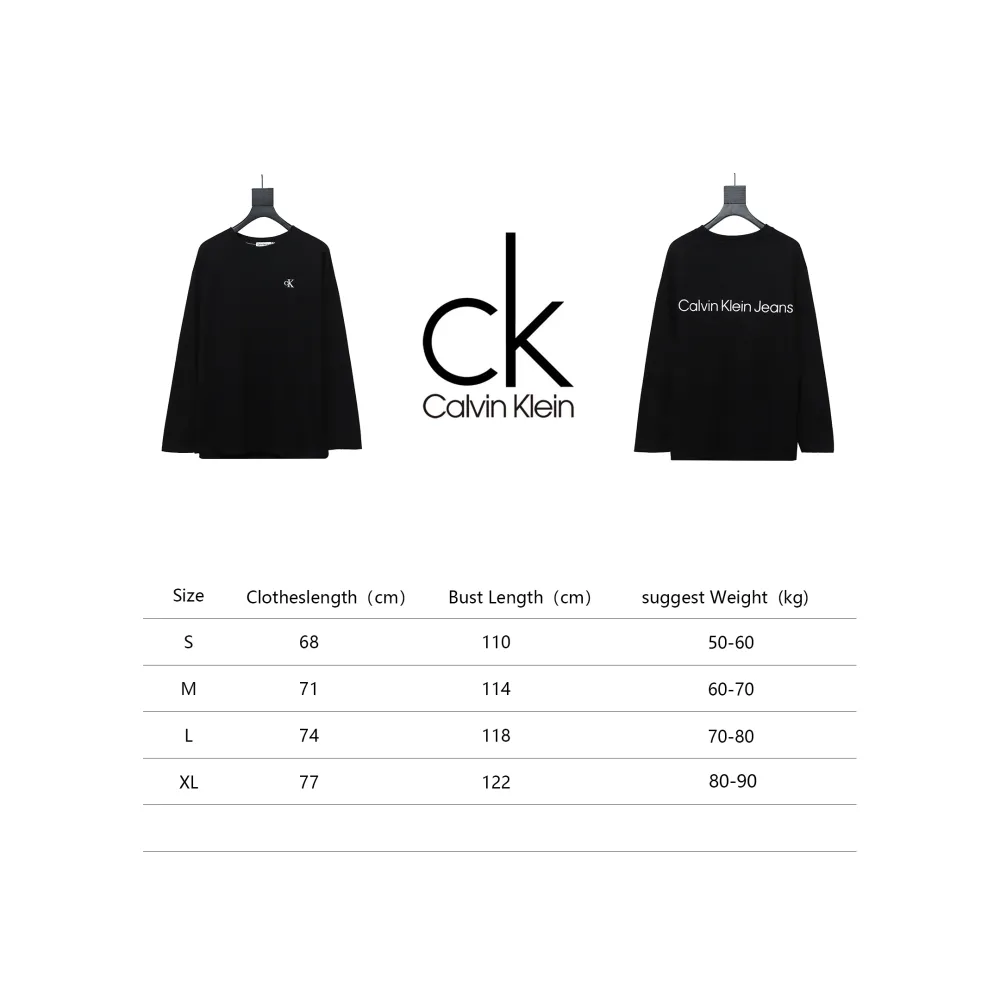 Calvin Klein Small Logo Basic Round Neck Long Sleeve Black