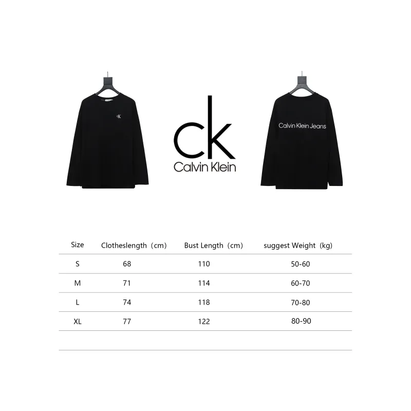 Calvin Klein Small Logo Basic Round Neck Long Sleeve Black