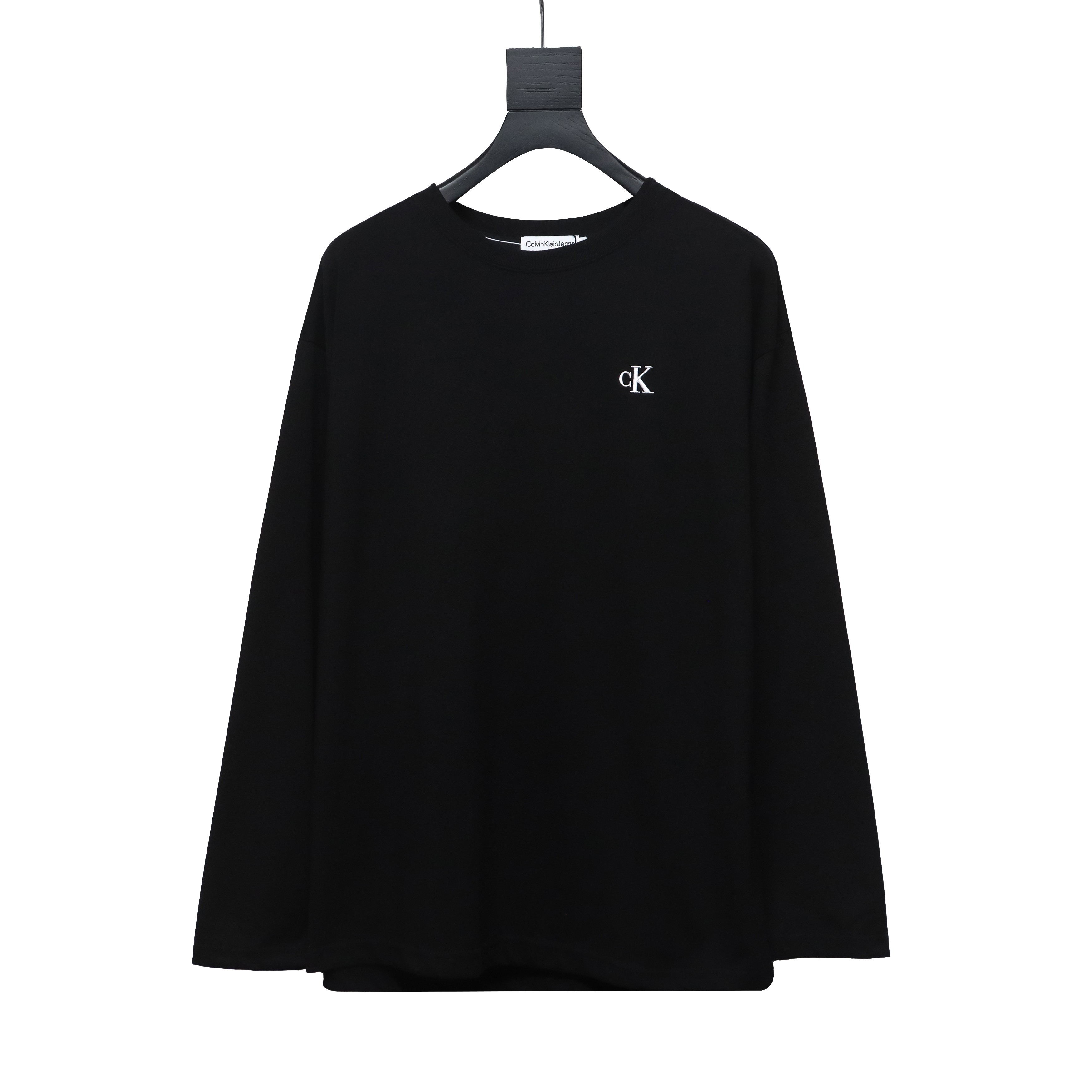 Calvin Klein Small Logo Basic Round Neck Long Sleeve Black