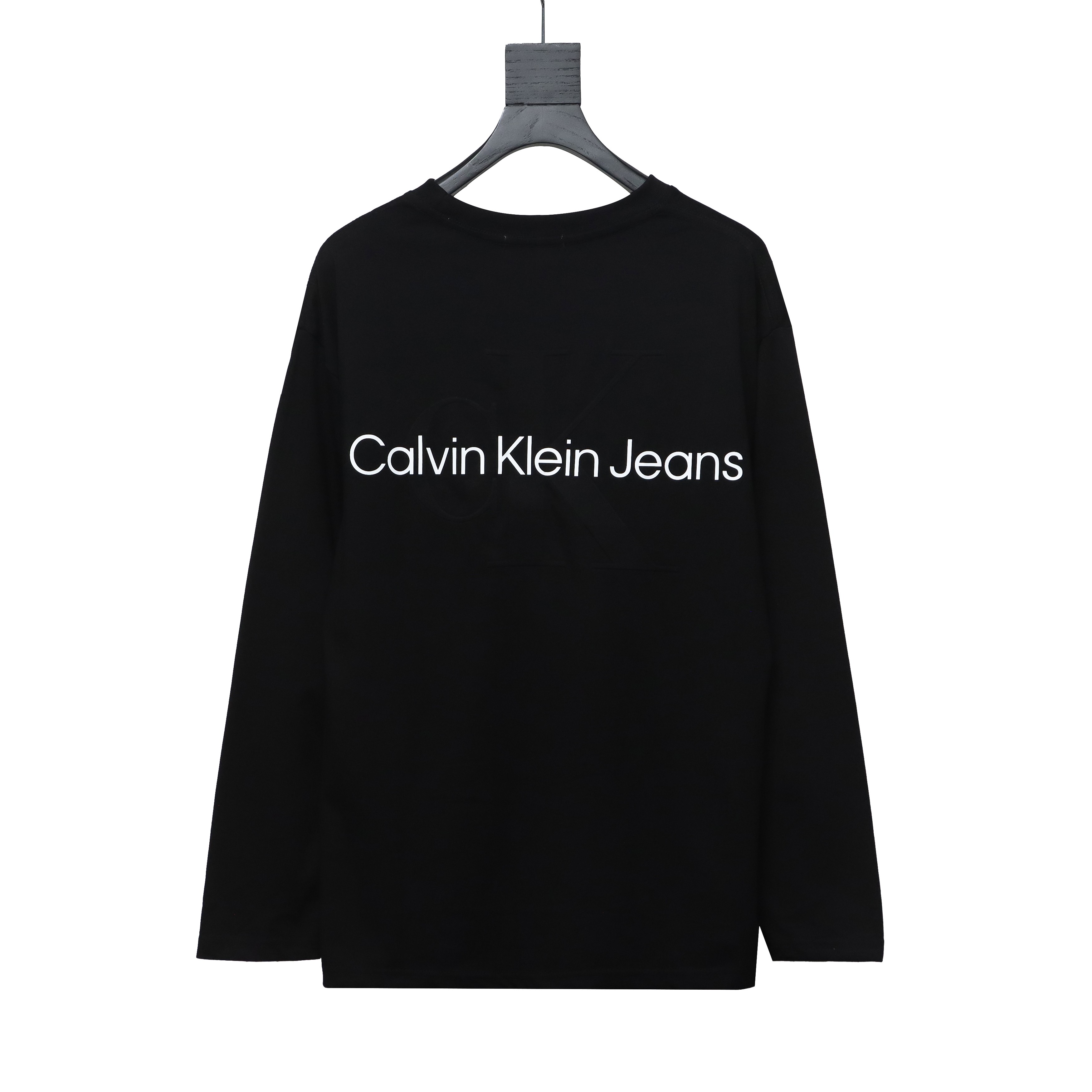Calvin Klein Small Logo Basic Round Neck Long Sleeve Black