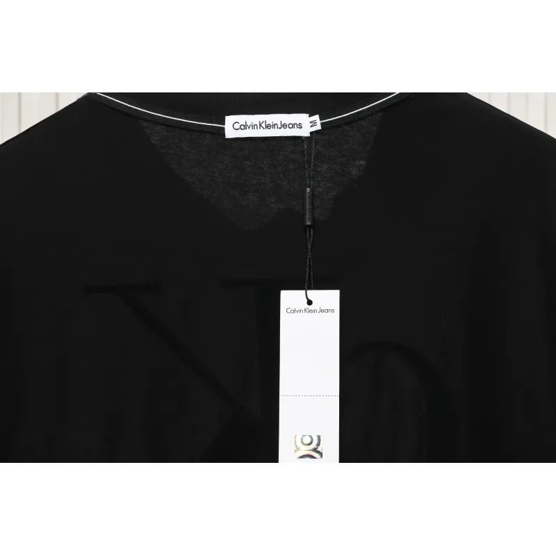 Calvin Klein Small Logo Basic Round Neck Long Sleeve Black