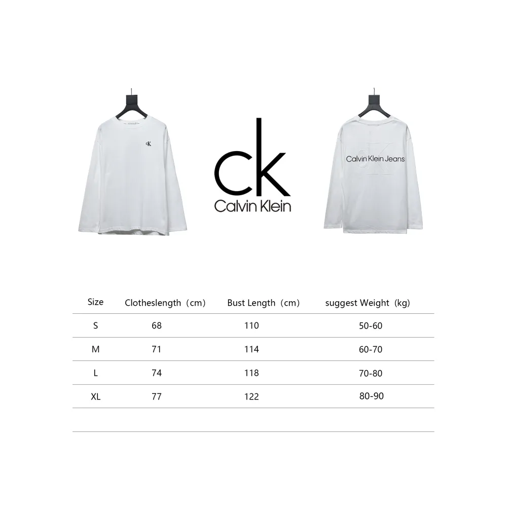Calvin Klein Small Logo Basic Round Neck Long Sleeve White