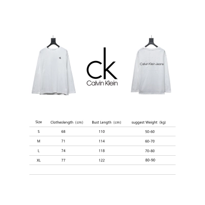 Calvin Klein Small Logo Basic Round Neck Long Sleeve White 02