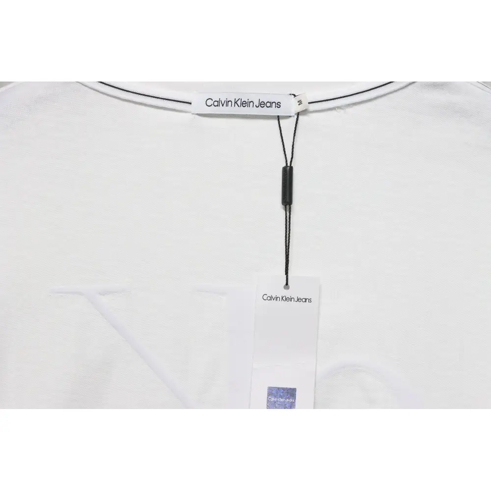 Calvin Klein Small Logo Basic Round Neck Long Sleeve White