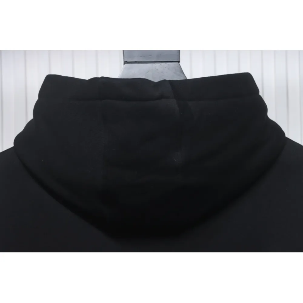 Calvin Klein Small Logo Embroidered Letters Button Hooded Hoodie Black