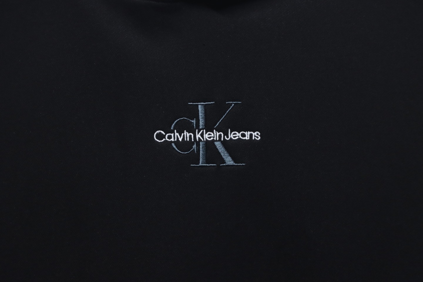 Calvin Klein Small Logo Embroidered Letters Button Hooded Hoodie Black