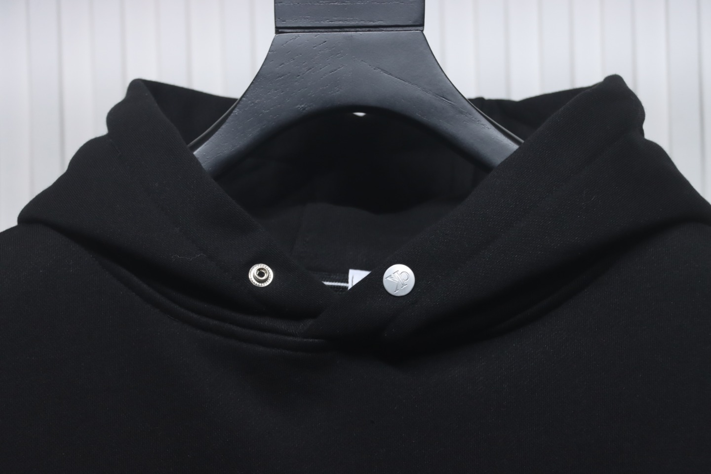 Calvin Klein Small Logo Embroidered Letters Button Hooded Hoodie Black