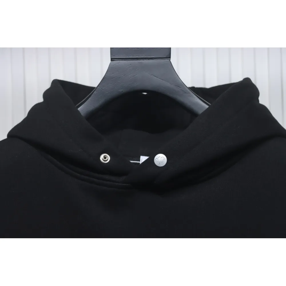 Calvin Klein Small Logo Embroidered Letters Button Hooded Hoodie Black