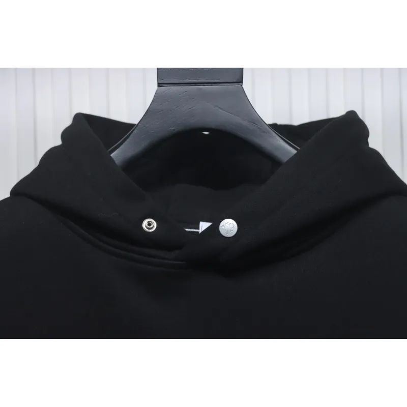 Calvin Klein Small Logo Embroidered Letters Button Hooded Hoodie Black