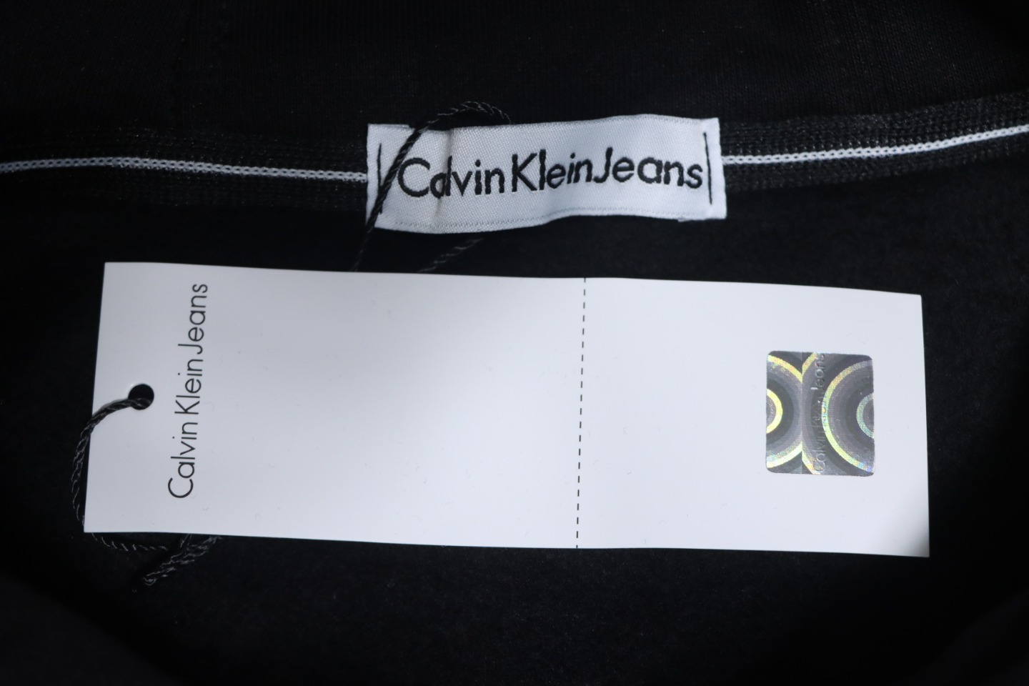 Calvin Klein Small Logo Embroidered Letters Button Hooded Hoodie Black