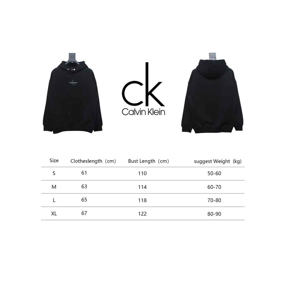Calvin Klein Small Logo Embroidered Letters Button Hooded Hoodie Black