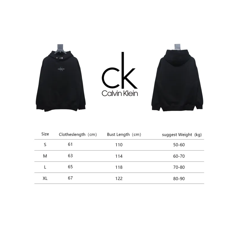 Calvin Klein Small Logo Embroidered Letters Button Hooded Hoodie Black