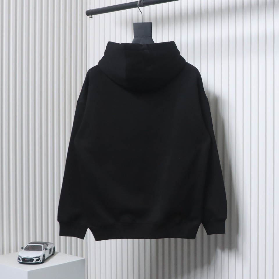 Calvin Klein Small Logo Embroidered Letters Button Hooded Hoodie Black