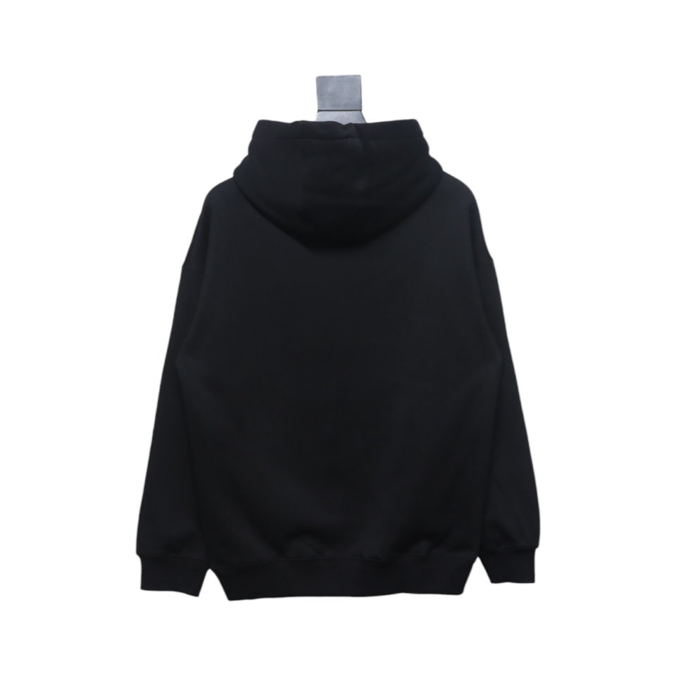 Calvin Klein Small Logo Embroidered Letters Button Hooded Hoodie Black
