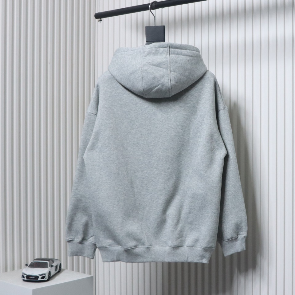 Calvin Klein Small Logo Embroidered Letters Button Hooded Hoodie Grey