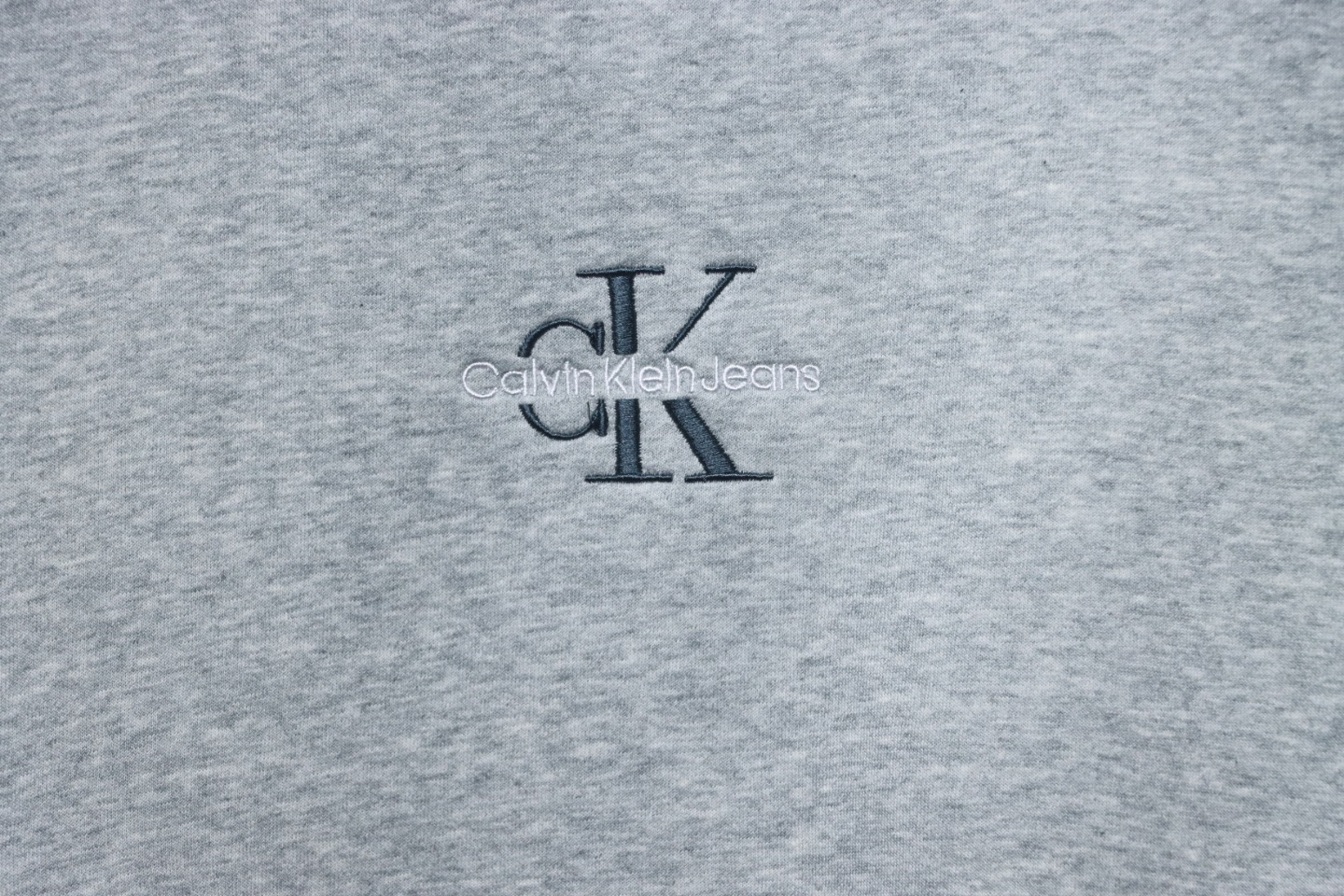 Calvin Klein Small Logo Embroidered Letters Button Hooded Hoodie Grey