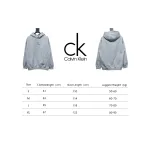 Calvin Klein Small Logo Embroidered Letters Button Hooded Hoodie Grey