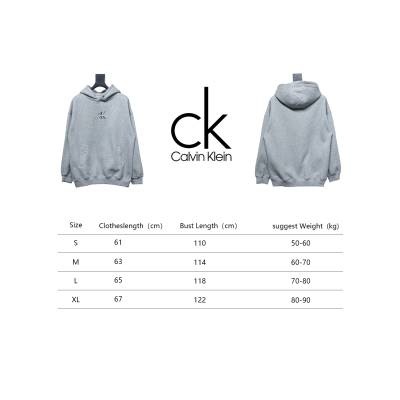 Calvin Klein Small Logo Embroidered Letters Button Hooded Hoodie Grey 02