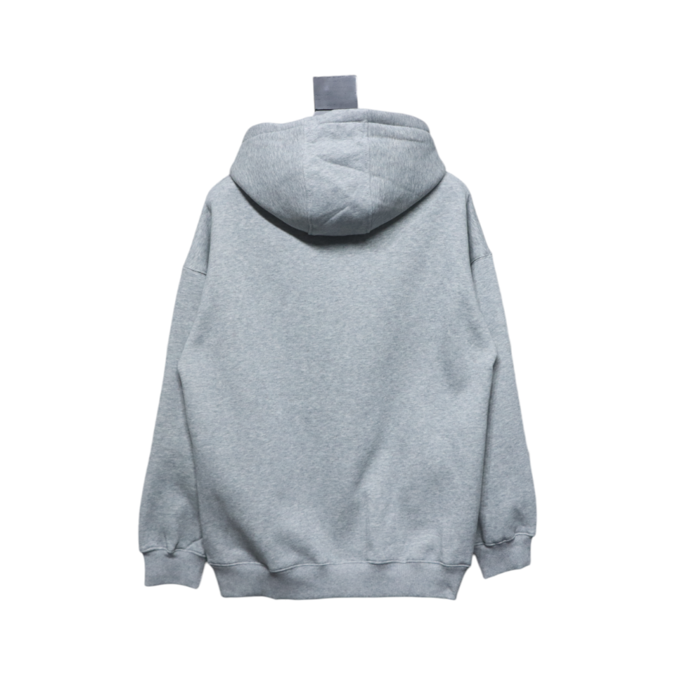 Calvin Klein Small Logo Embroidered Letters Button Hooded Hoodie Grey