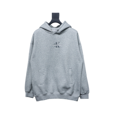 Calvin Klein Small Logo Embroidered Letters Button Hooded Hoodie Grey 01