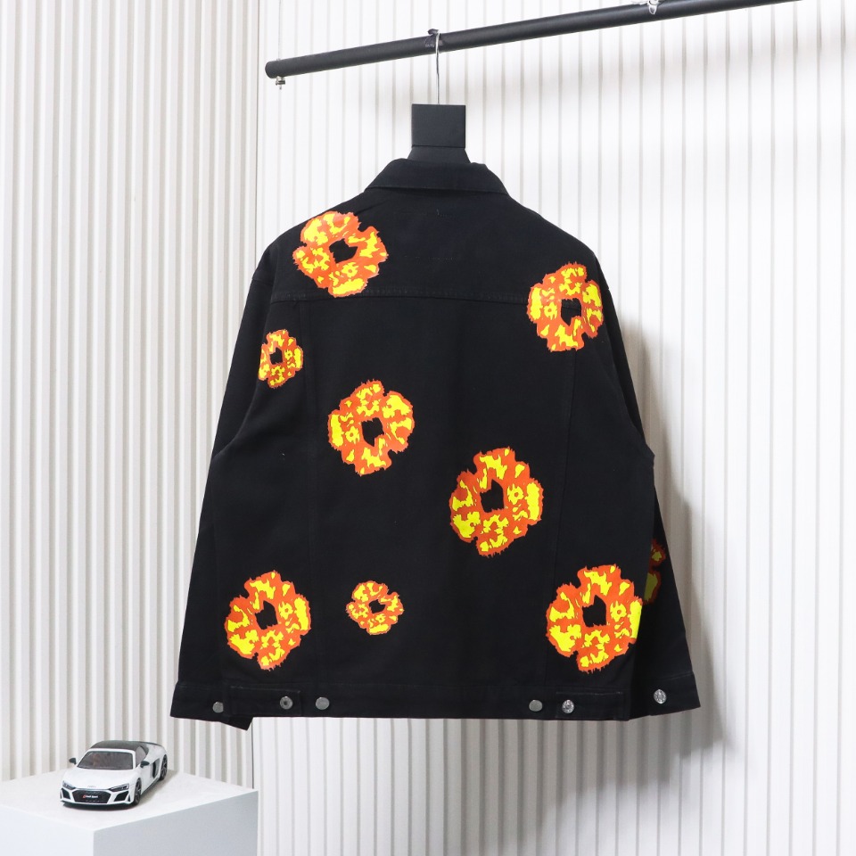 Denim Tears Washed Flame Denim Jacket Black