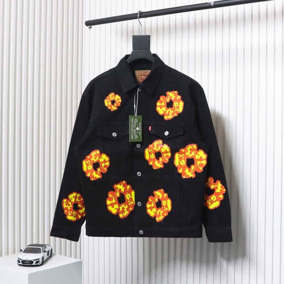 Denim Tears Washed Flame Denim Jacket Black