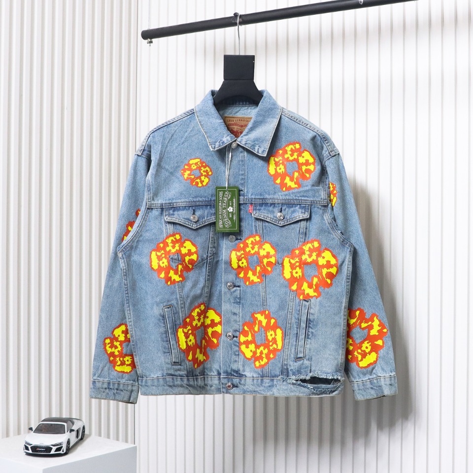 Denim Tears Washed Flame Denim Jacket Blue
